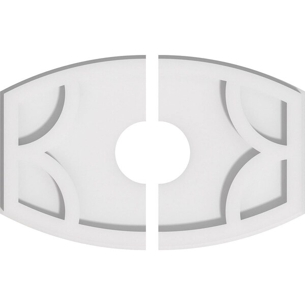 Ekena Millwork Kailey Architectural Grade PVC Ceiling Medallion, 14"W x 9 3/8"H x 3"ID x 7 1/2"C x 1"P, Two-Piece CMP14X9KY2-03000 - main